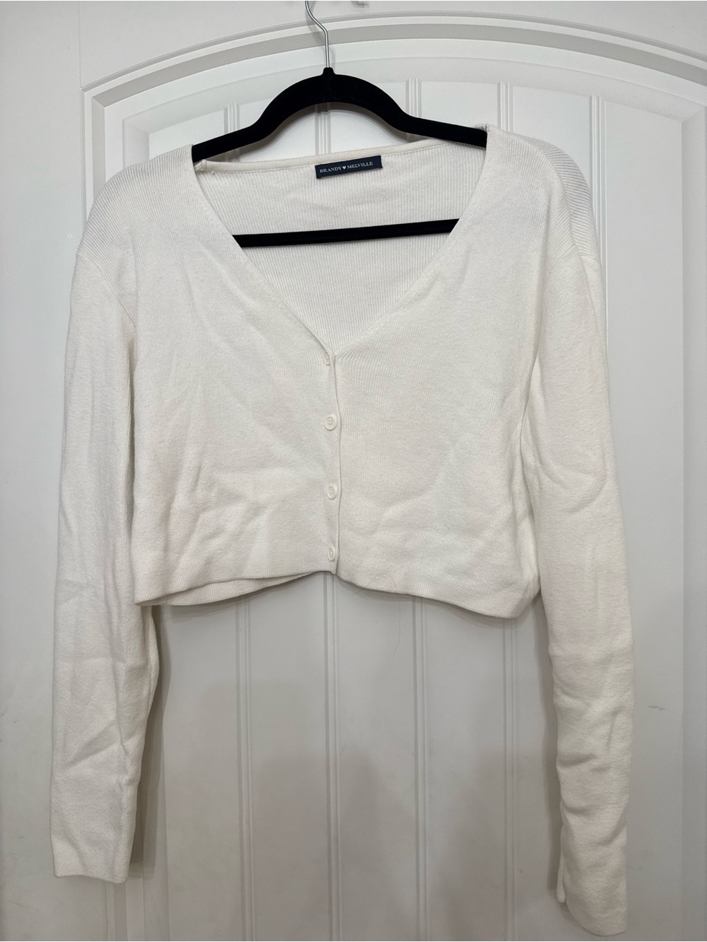 Brandy Melville Cream Cropped Button-Up Cardigan